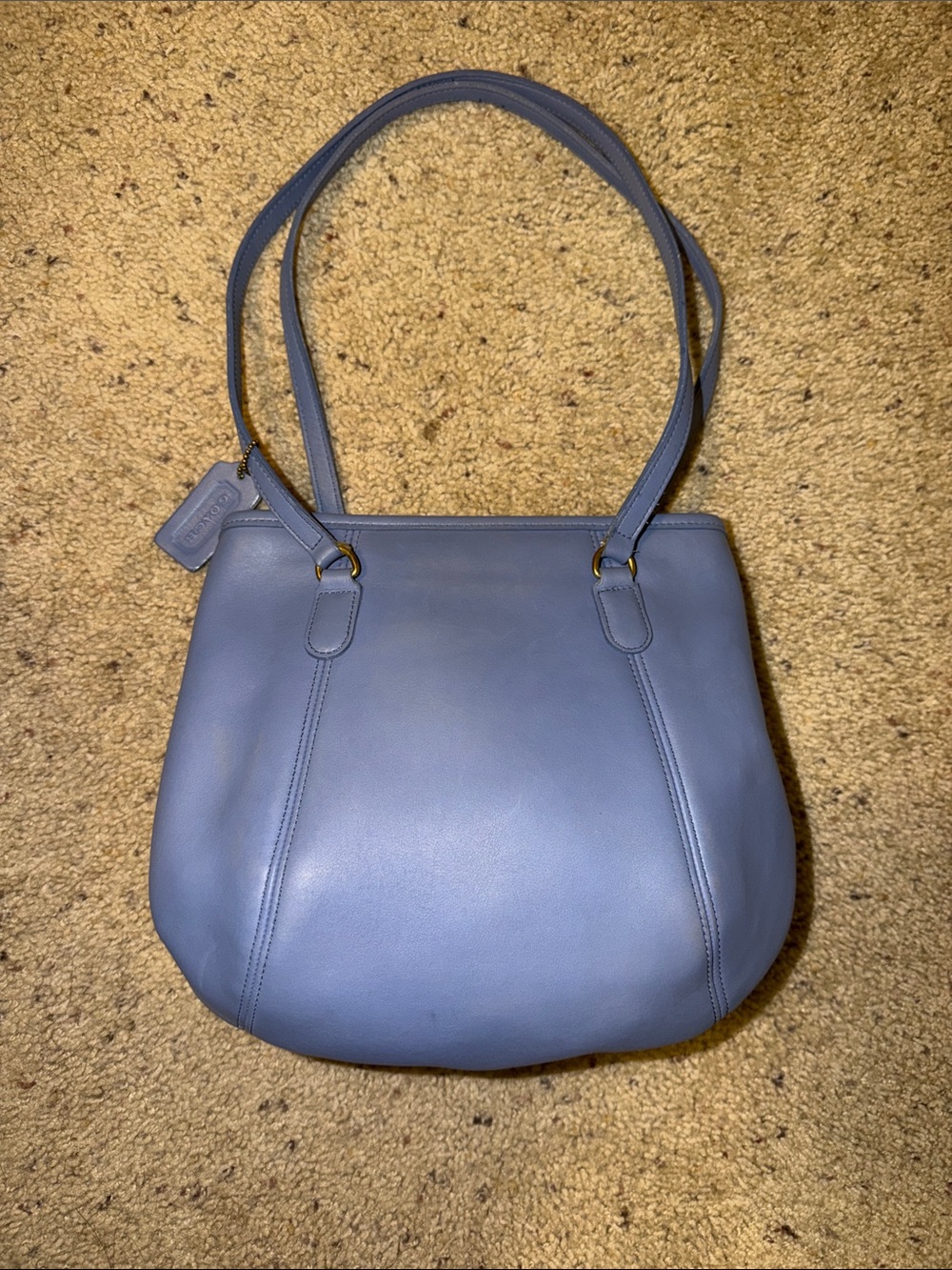 Vintage COACH #9996 periwinkle Leather "Medium Framed Pouch" Handbag